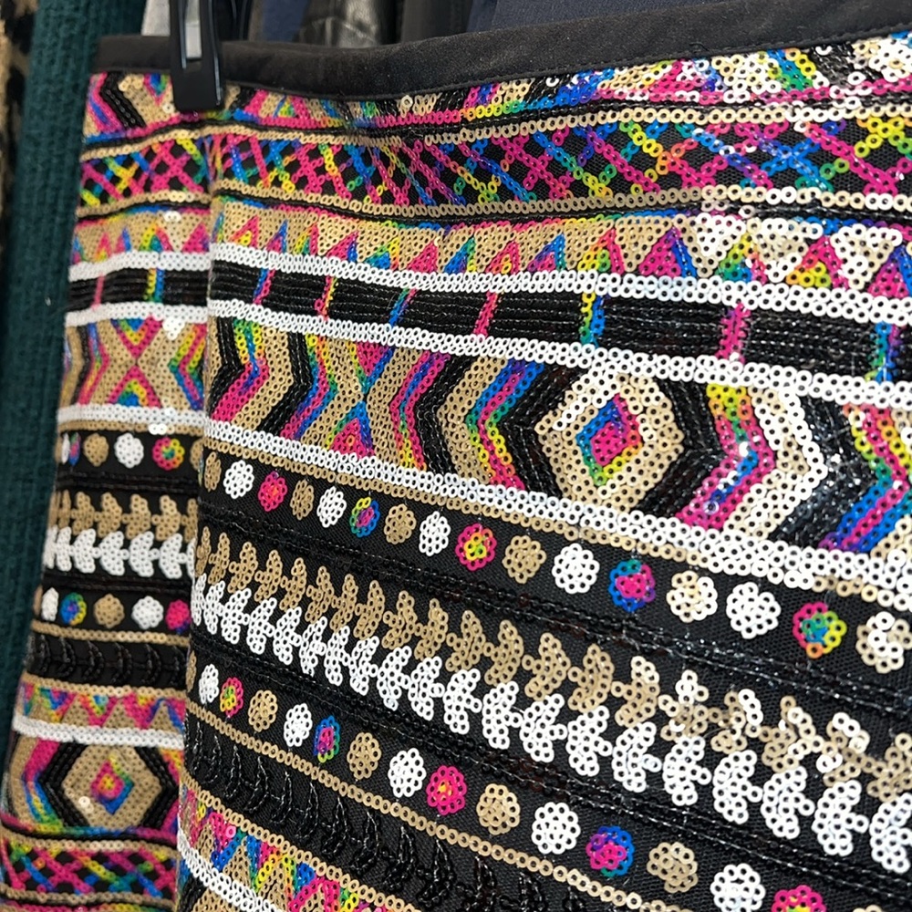 Guess multi-colored sequin mini skirt size L